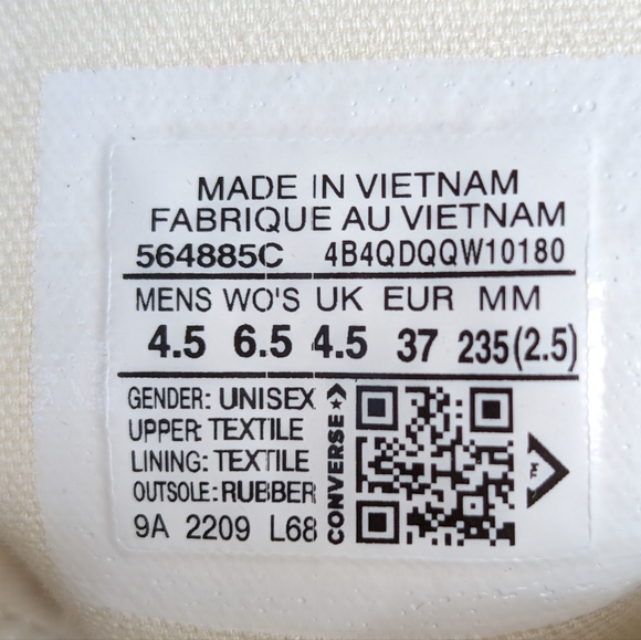 Converse 70's Cream Custom Embroidered High Tops, Sz 6.5 - Picture 8 of 11